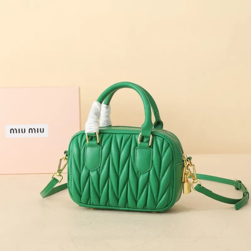 Miu Miu Green Quilted Top Handle Bag - Image 5