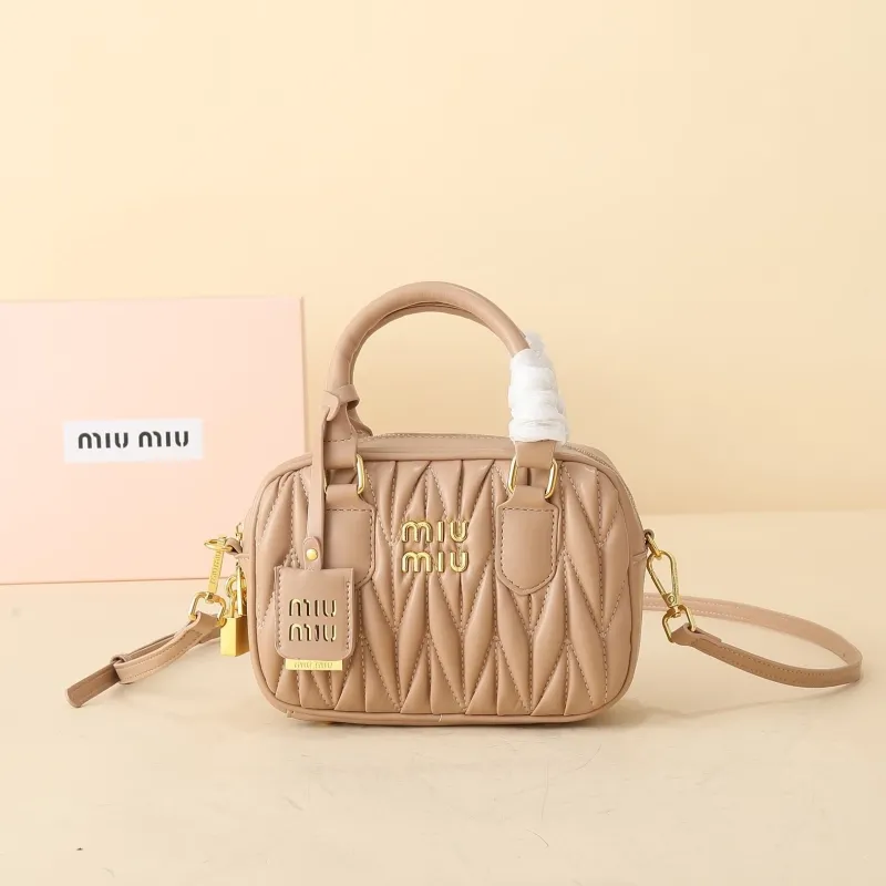 Miu Miu Beige Matelasse Top Handle Crossbody Bag