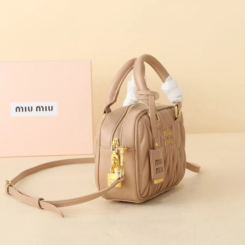 Miu Miu Beige Matelasse Top Handle Crossbody Bag - Image 4