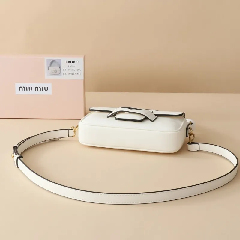 MIU MIU White Top Handle Crossbody Bag 1164 - Image 6
