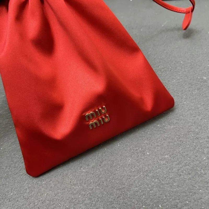 MIU MIU 5BG010 Red Drawstring Pouch Bag 18x20cm - Image 3