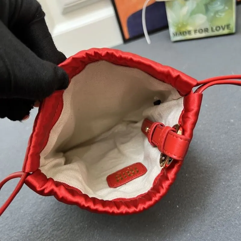 MIU MIU 5BG010 Red Drawstring Pouch Bag 18x20cm - Image 5