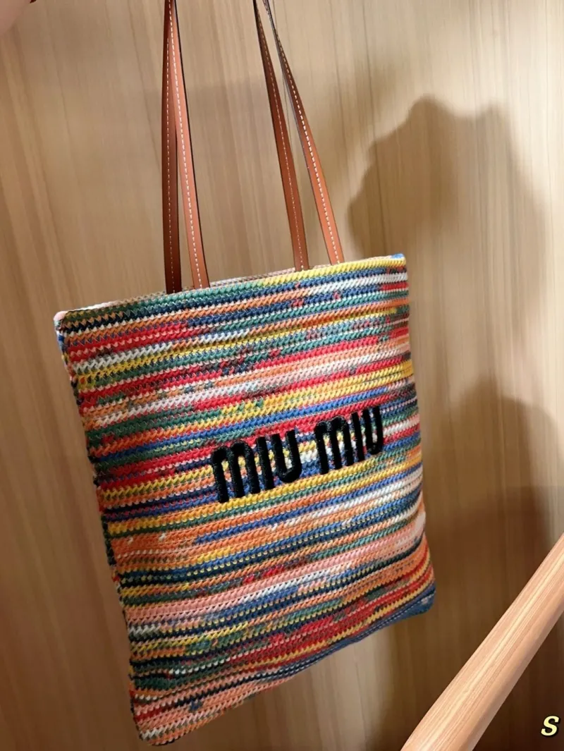 MIU MIU Multicolor Woven Tote Bag - Image 3