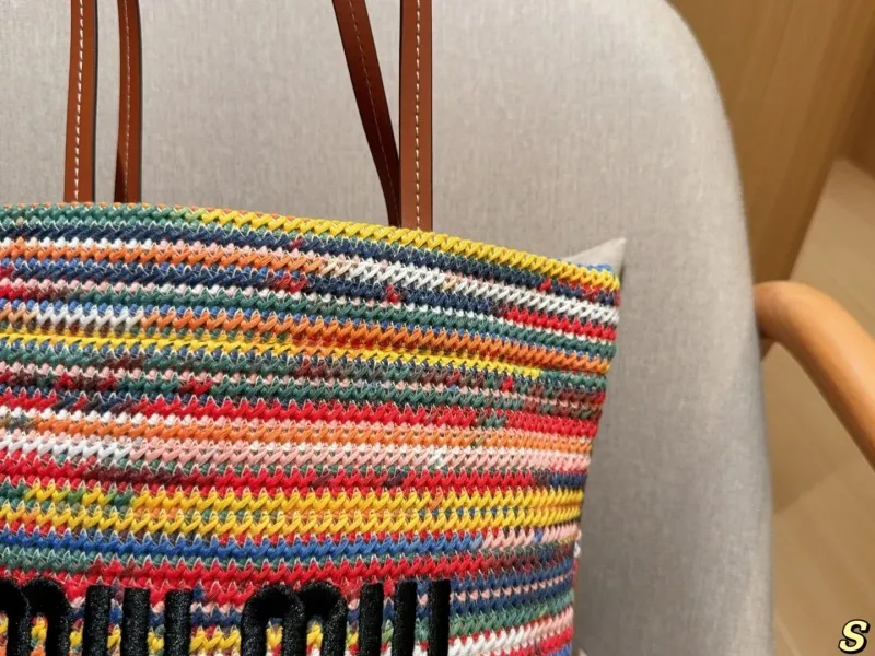 MIU MIU Multicolor Woven Tote Bag - Image 7