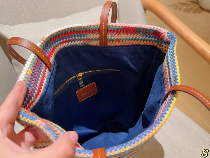 MIU MIU Multicolor Woven Tote Bag - Image 9