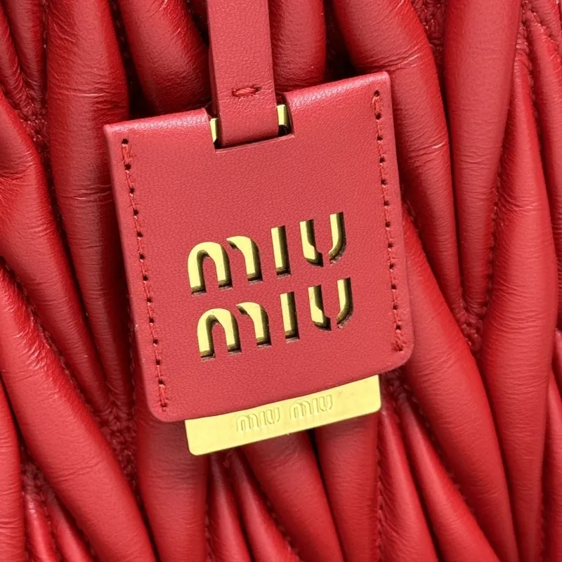 Miu Miu Red Leather Shopping Bag - Image 3
