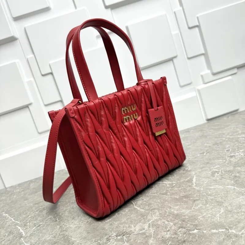 Miu Miu Red Leather Shopping Bag - Image 4