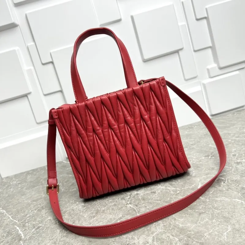 Miu Miu Red Leather Shopping Bag - Image 5