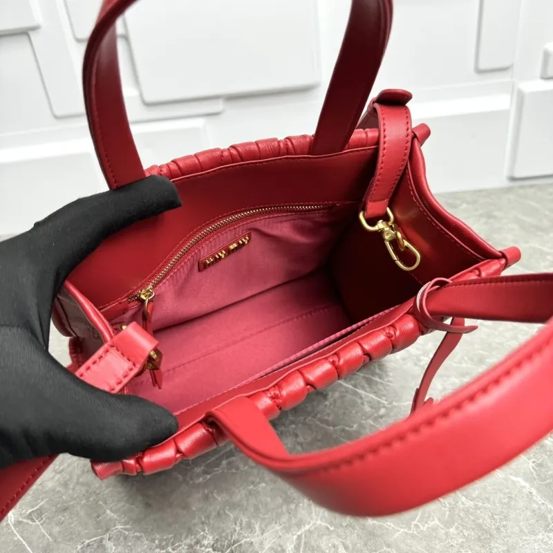 Miu Miu Red Leather Shopping Bag - Image 9