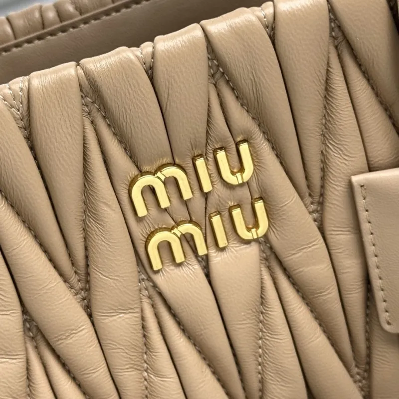 MIU MIU Beige Matelasse Leather Tote Bag - Image 3