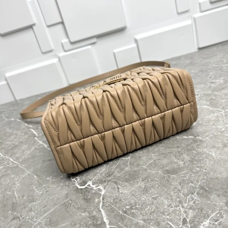 MIU MIU Beige Matelasse Leather Tote Bag - Image 5