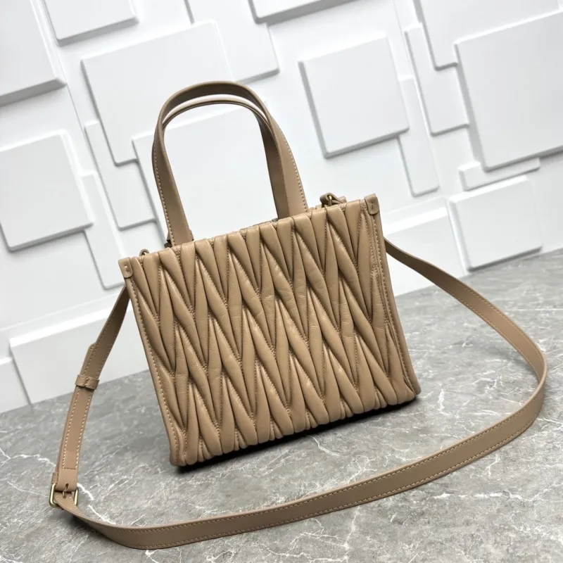 MIU MIU Beige Matelasse Leather Tote Bag - Image 6