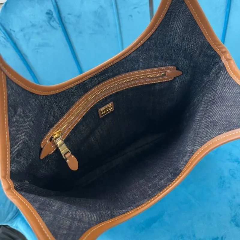 MIU MIU Denim Tote Bag Dark Blue - Image 6