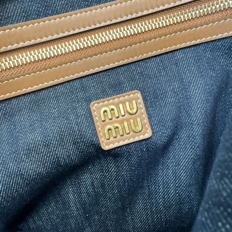MIU MIU Denim Tote Bag Dark Blue - Image 7