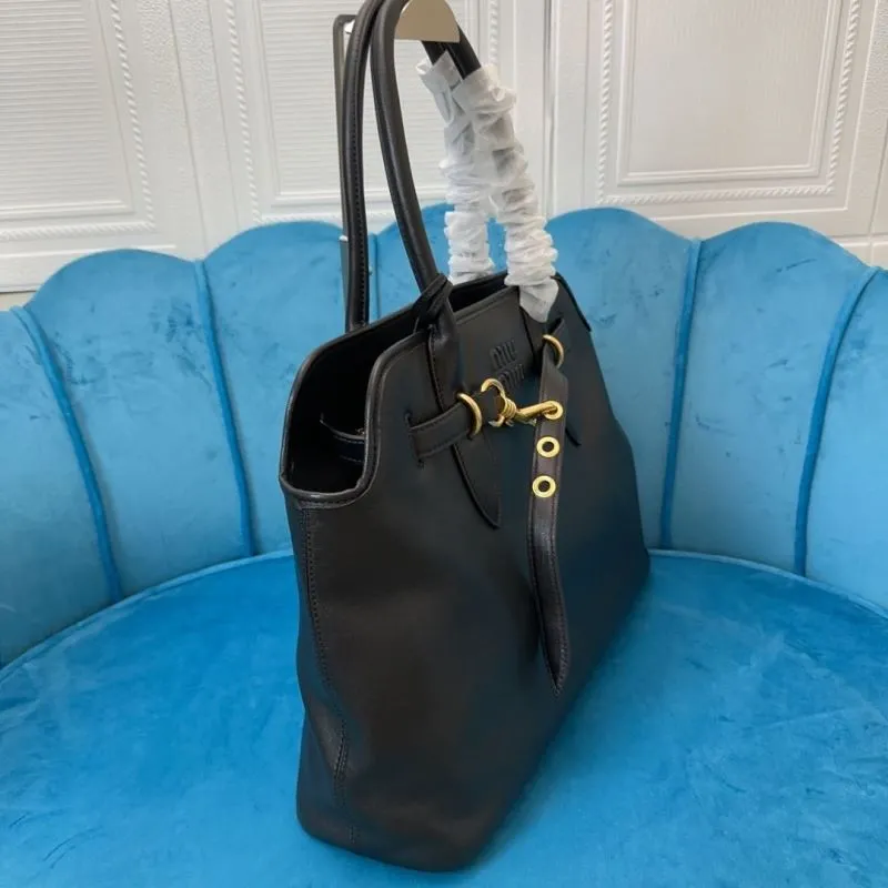 Miu Miu Black Leather Tote Bag - Image 3