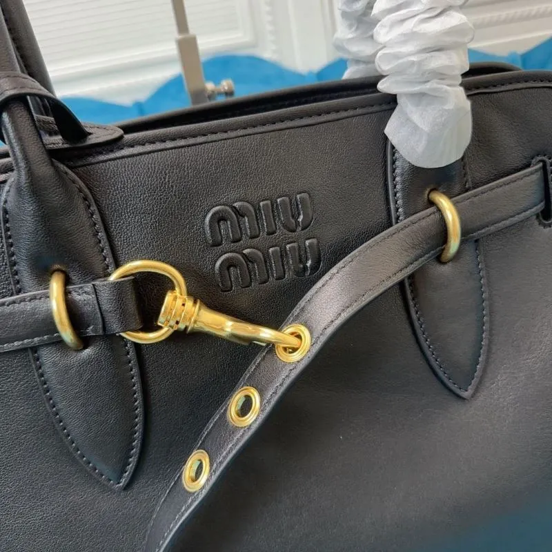 Miu Miu Black Leather Tote Bag - Image 4