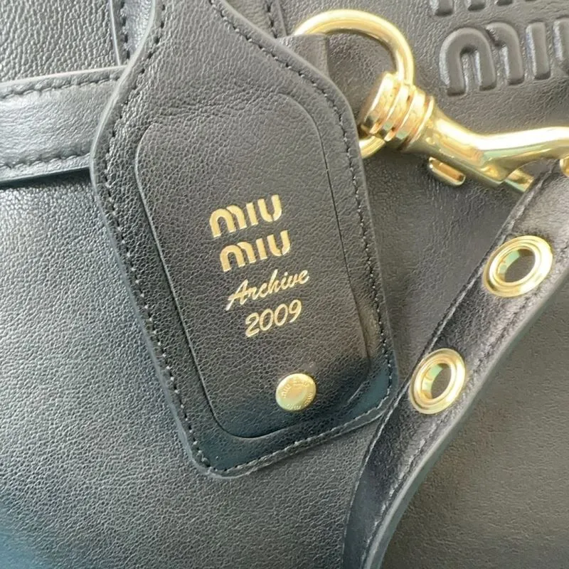 Miu Miu Black Leather Tote Bag - Image 6