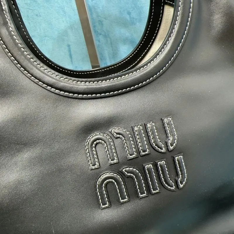 MIU MIU Black Leather Tote Bag with Strap - Image 4