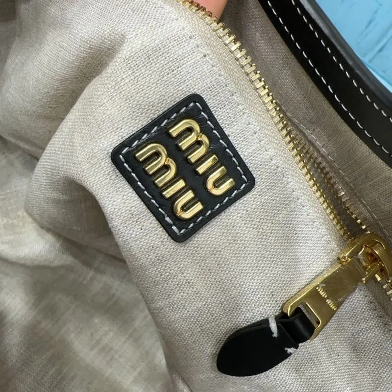 MIU MIU Black Leather Tote Bag with Strap - Image 7