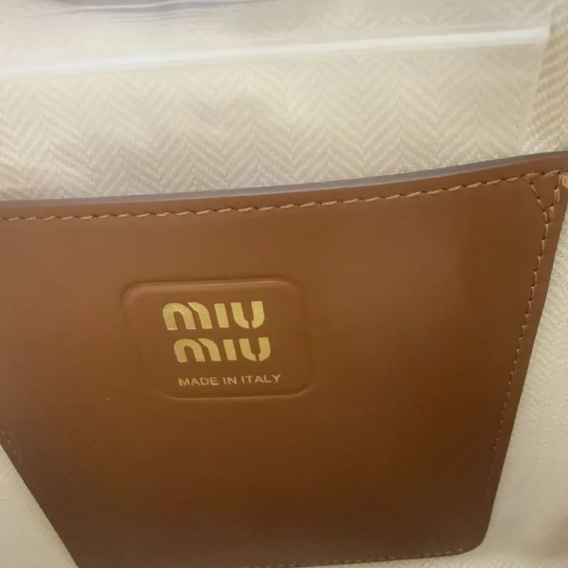 MIU MIU Brown Patchwork Leather Tote Bag with Shoulder Strap - Image 9