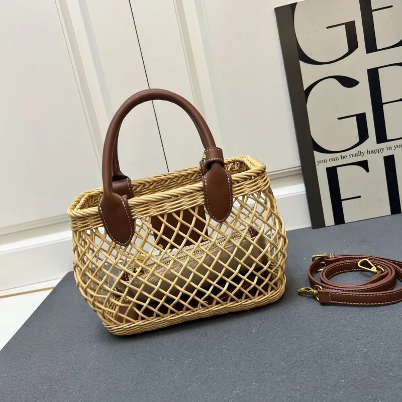 MIU MIU Large Wicker Basket Shoulder Bag - Image 6