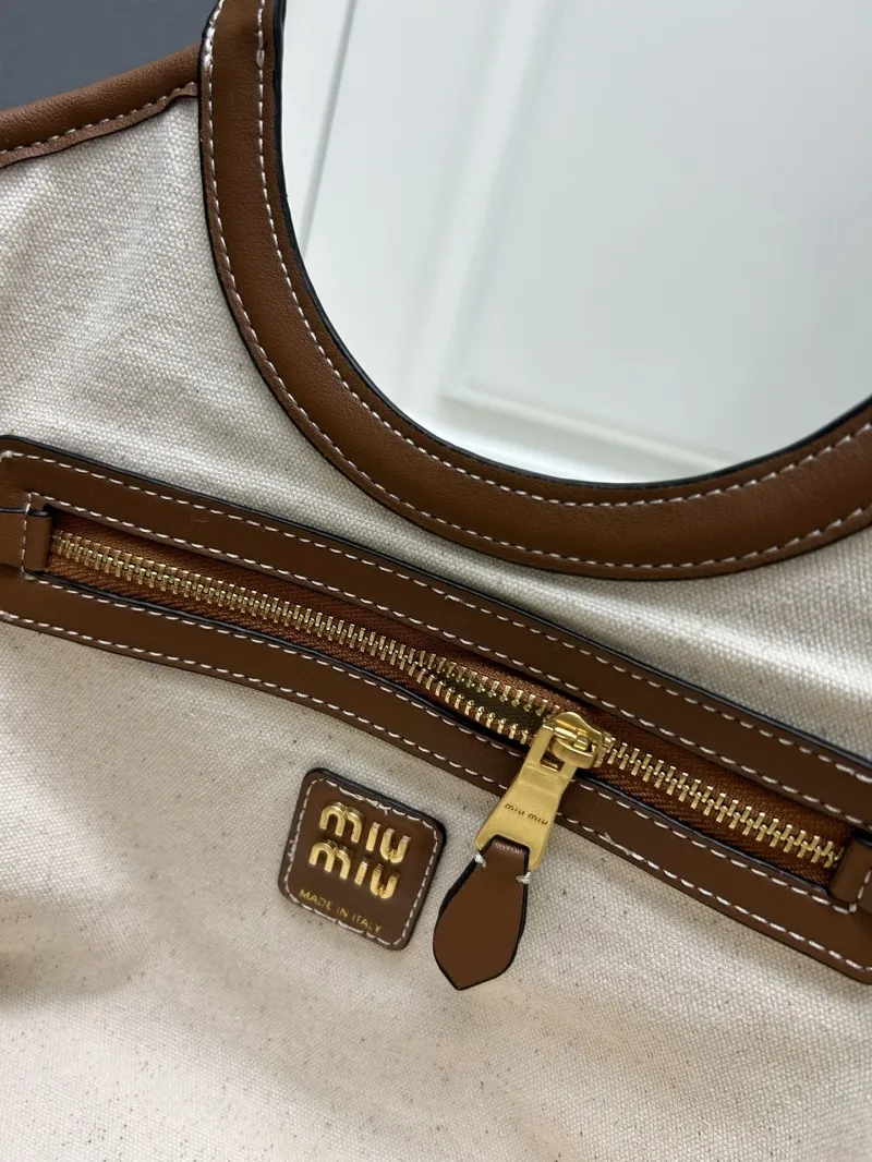 MIU MIU Beige Canvas Crossbody Tote Bag CL616018 - Image 9