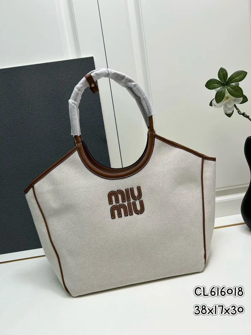Miu Miu Beige Canvas Tote Bag CL616018 - Image 3
