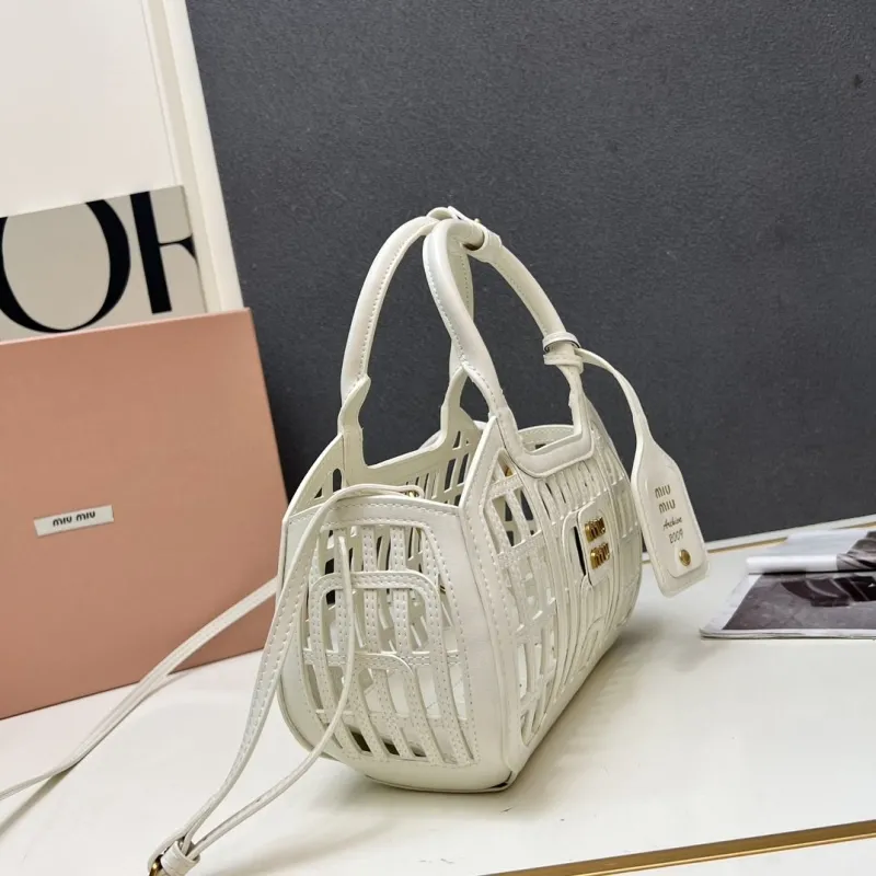Miu Miu White Mini Crossbody Basket Handbag 1E294 - Image 3