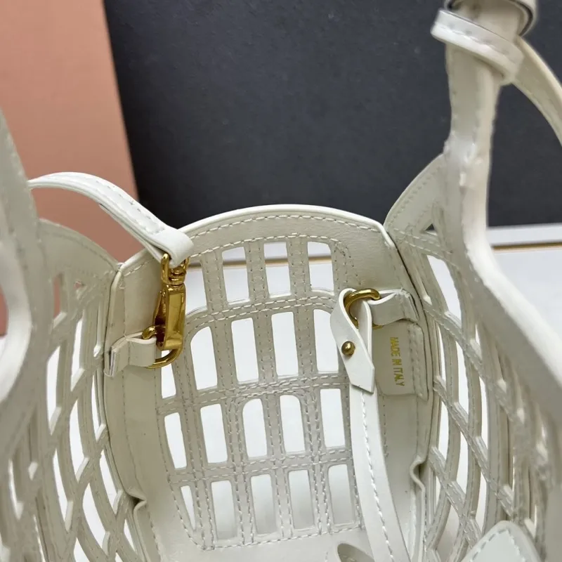 Miu Miu White Mini Crossbody Basket Handbag 1E294 - Image 8