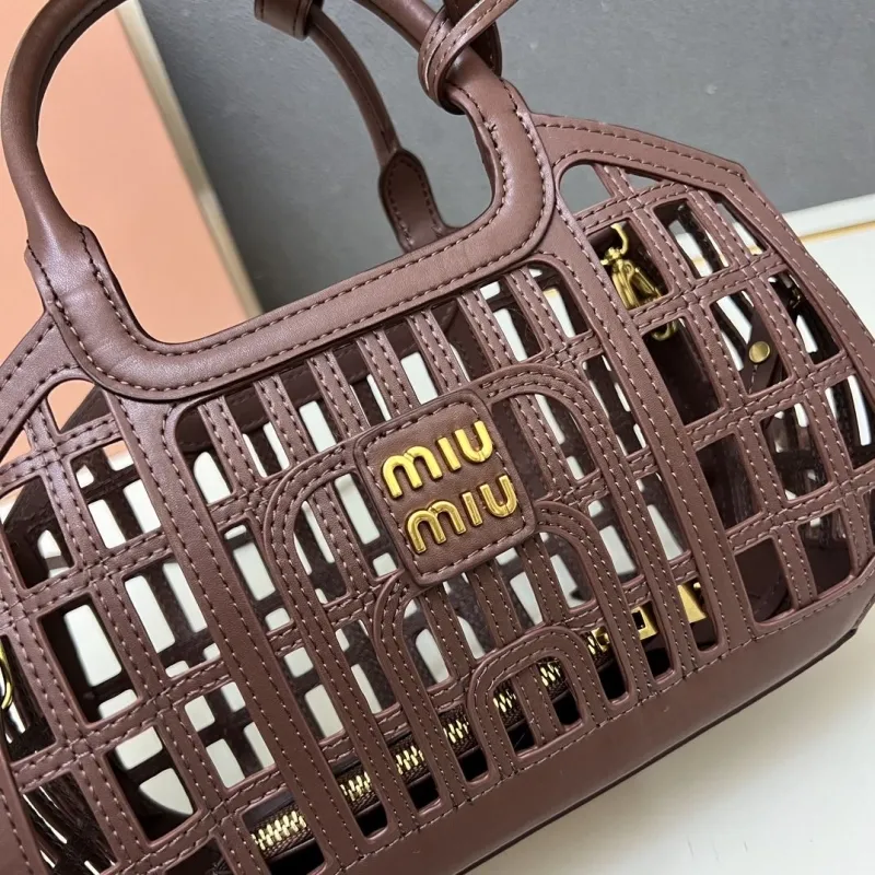 Miu Miu Brown Leather Handbag 1E294 - Image 5