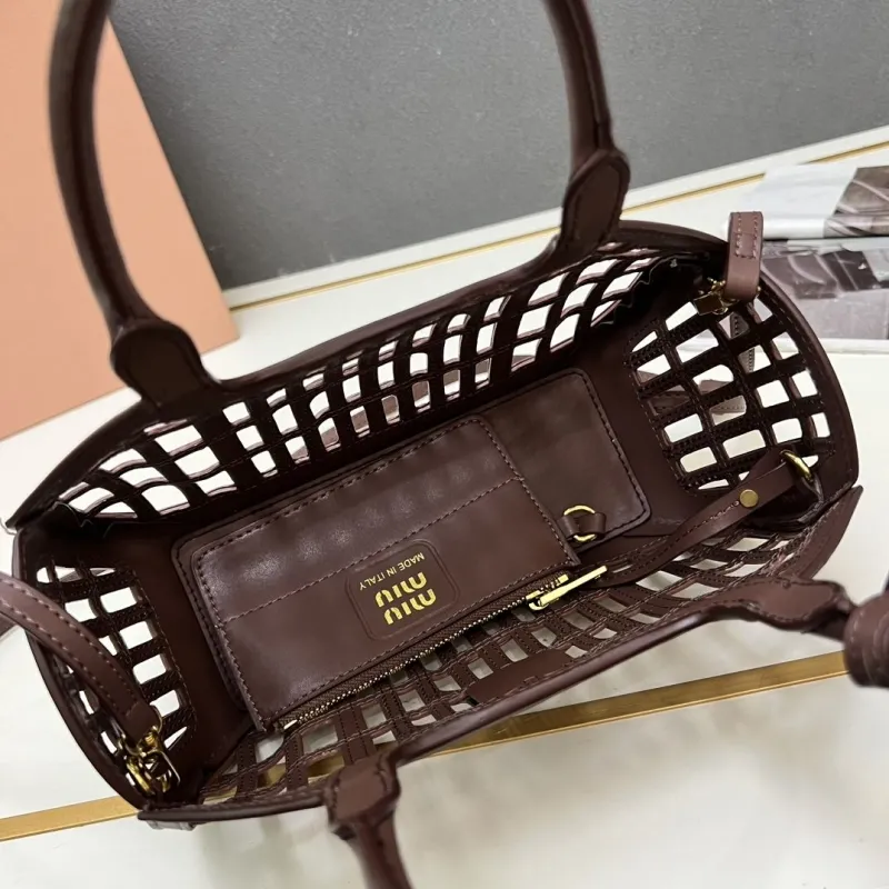 Miu Miu Brown Leather Handbag 1E294 - Image 9