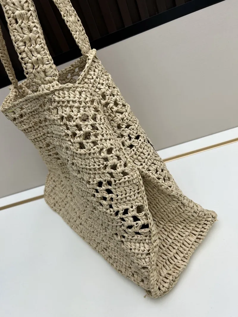 Louis Vuitton Beige Straw Tote Bag - Image 3