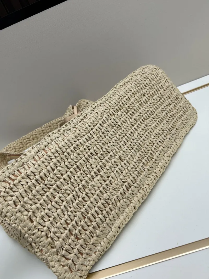 Louis Vuitton Beige Straw Tote Bag - Image 5