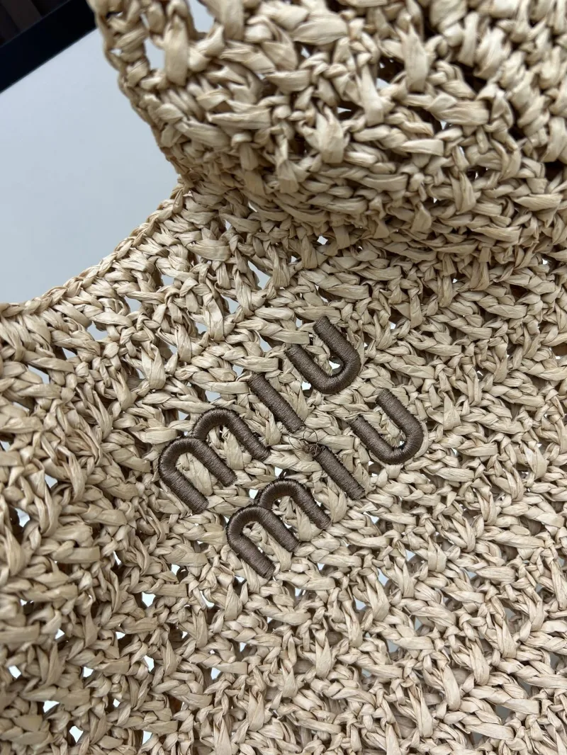 Miu Miu Beige Straw Hobo Bag - Image 3