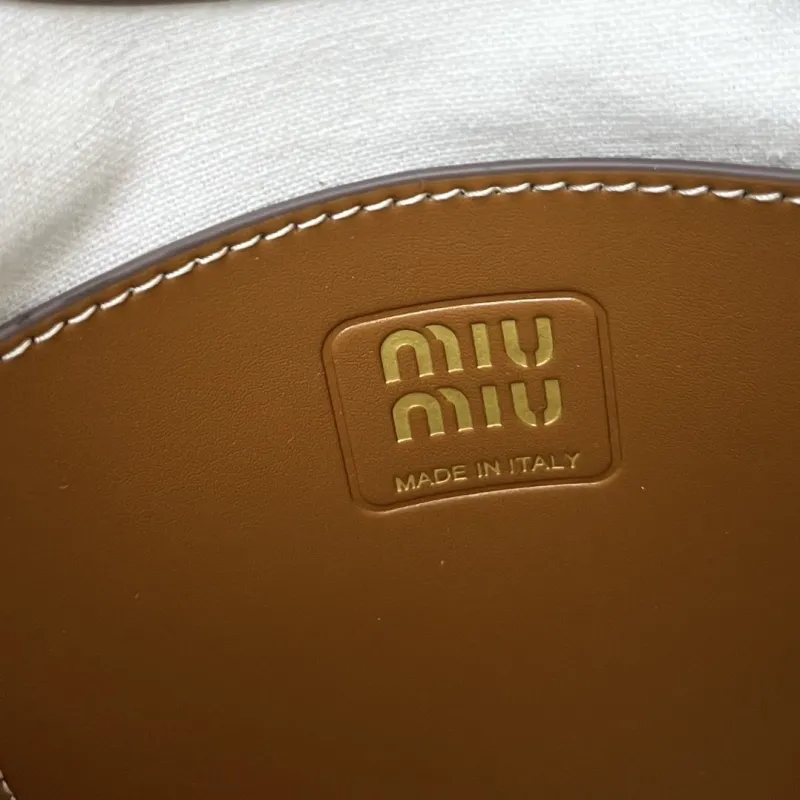 MIU MIU 5BA281 Beige Brown Canvas Crossbody Handbag - Image 7