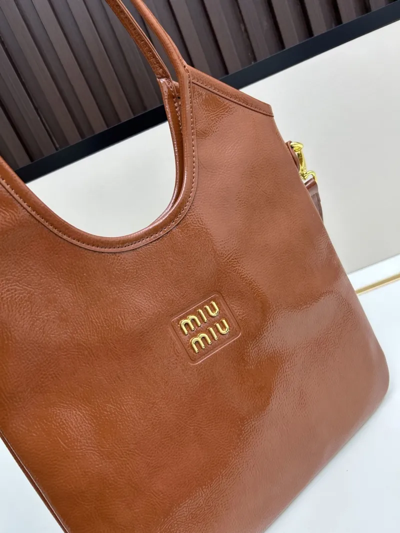 MIU MIU Brown Leather Tote Bag 2519 - Image 4