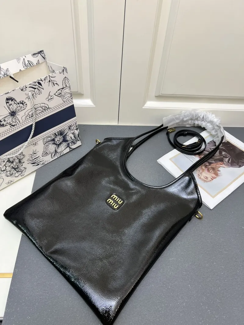 Miu Miu 5BG231 Black Leather Tote Bag - Image 7