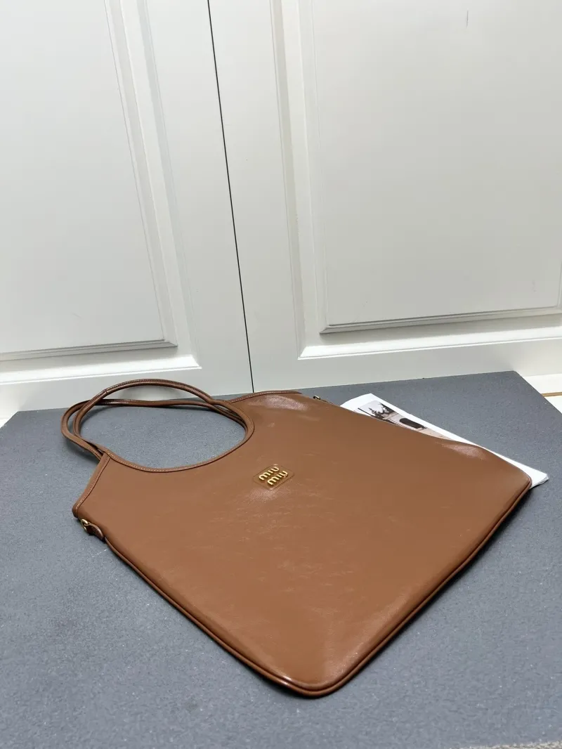 MIU MIU Brown Leather Tote Bag 7011SQ - Image 3