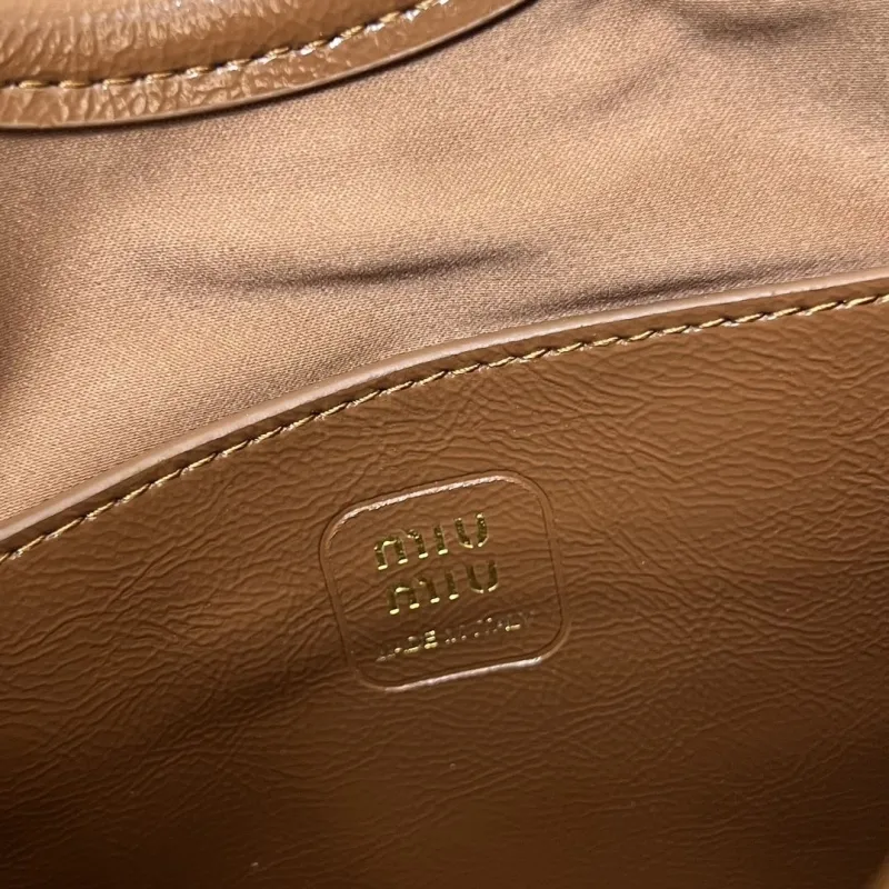 MIU MIU Brown Small Leather Crossbody Handbag 7010SQ - Image 9