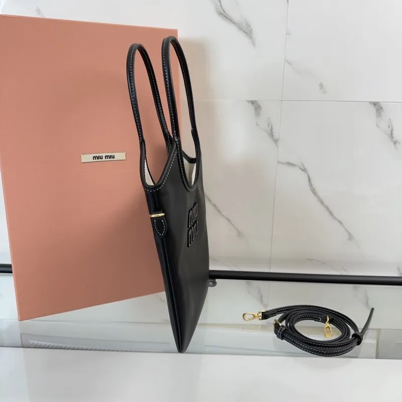 Miu Miu Black Leather Tote Shoulder Bag - Image 3