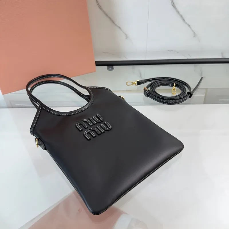 Miu Miu Black Leather Tote Shoulder Bag - Image 5