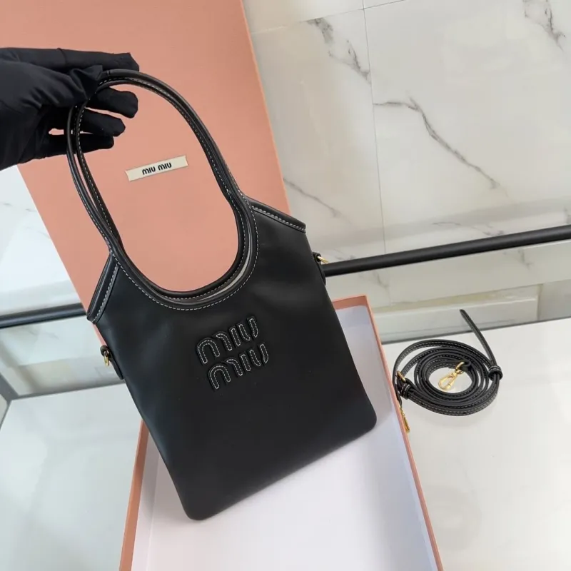Miu Miu Black Leather Tote Shoulder Bag - Image 9