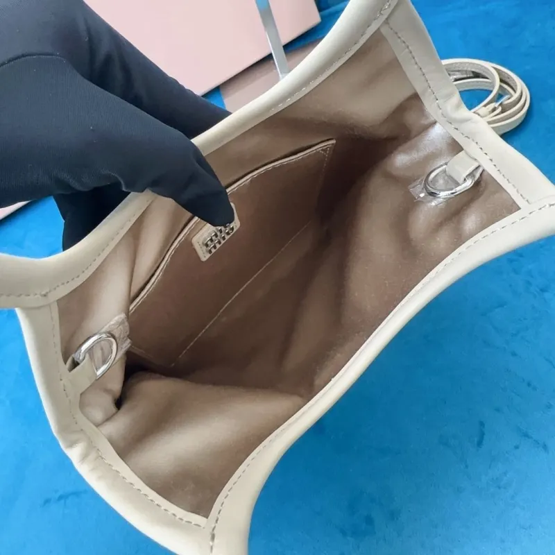 Miu Miu Crystal Embellished Mini Tote Bag Beige - Image 7