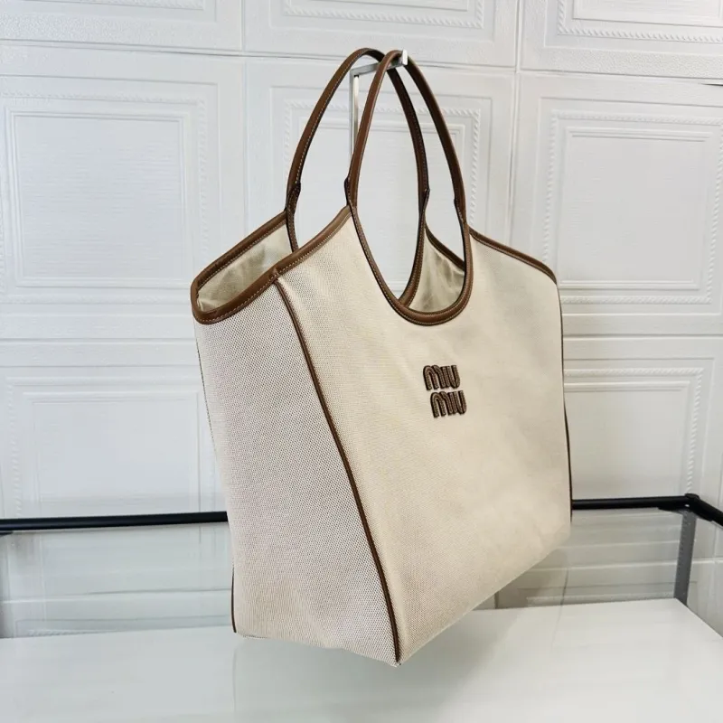 Miu Miu Beige Canvas Tote Bag - Image 3