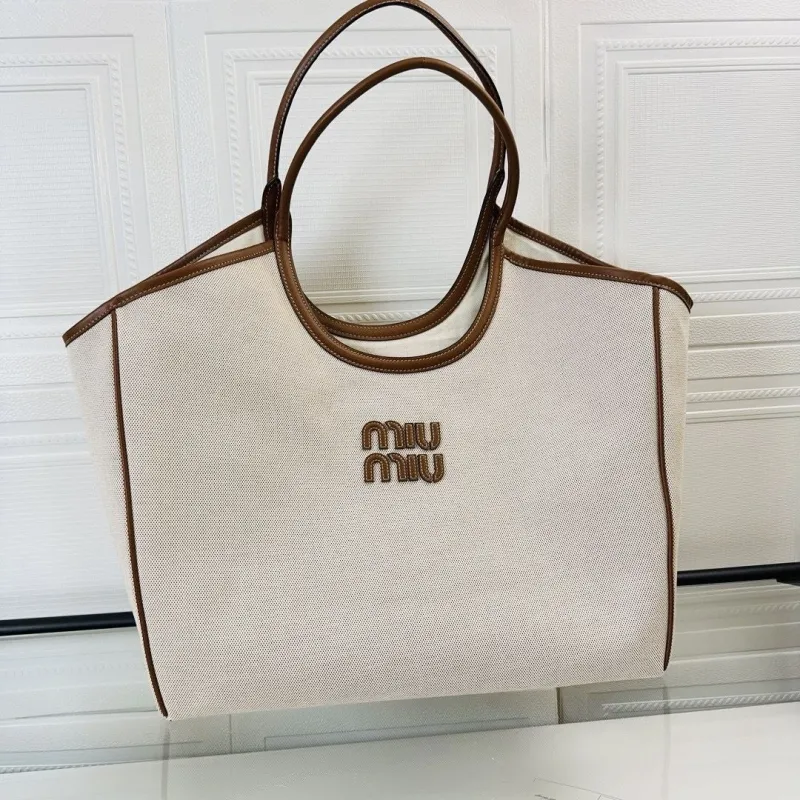 Miu Miu Beige Canvas Tote Bag - Image 9