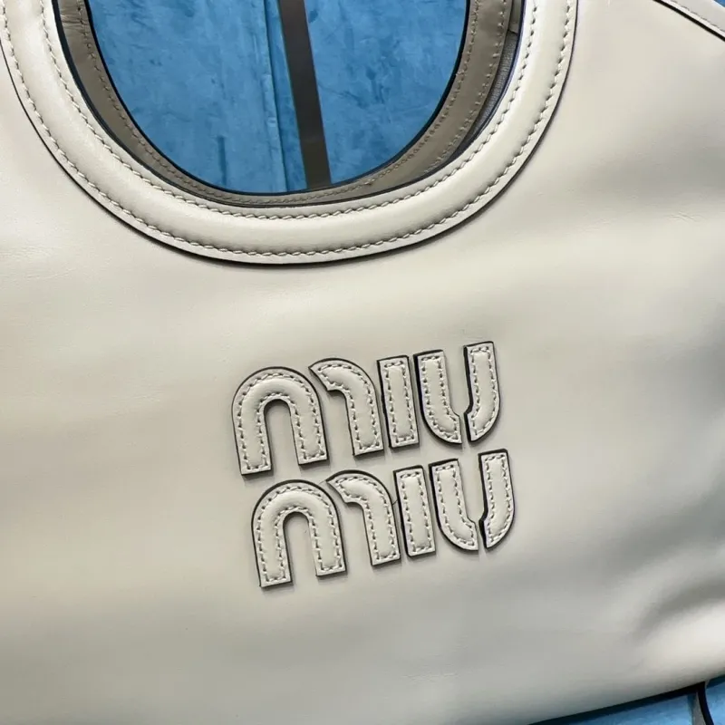 Miu Miu Cream Leather Tote Bag with Strap - Image 4