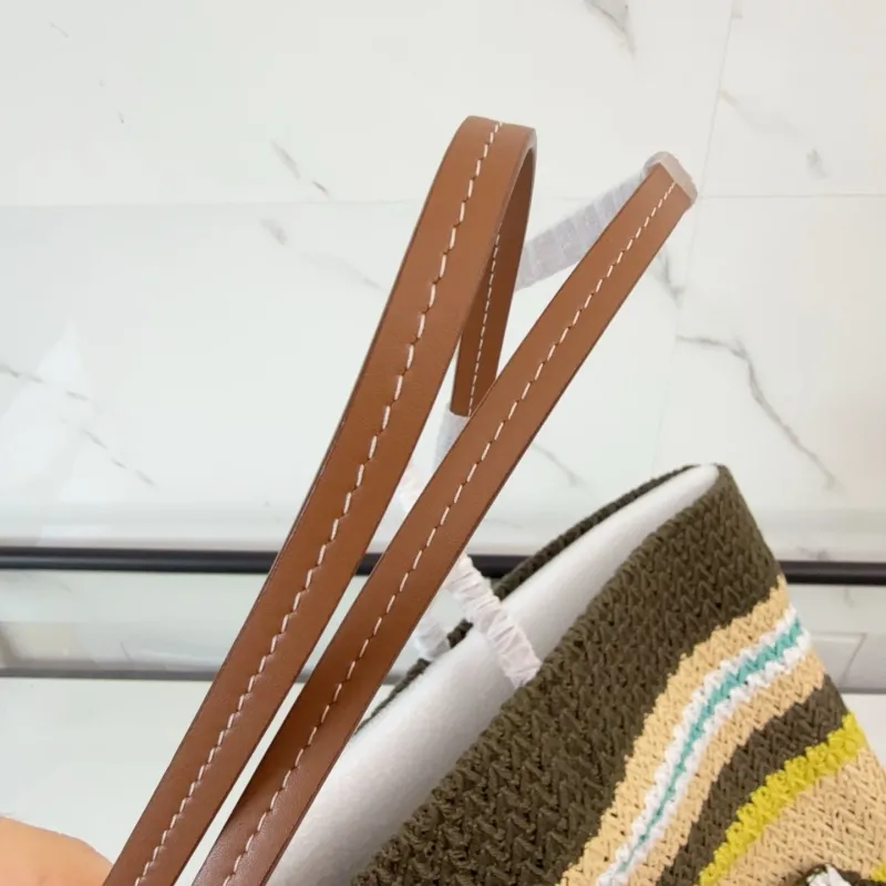 Miu Miu Striped Straw Tote Bag - Image 7