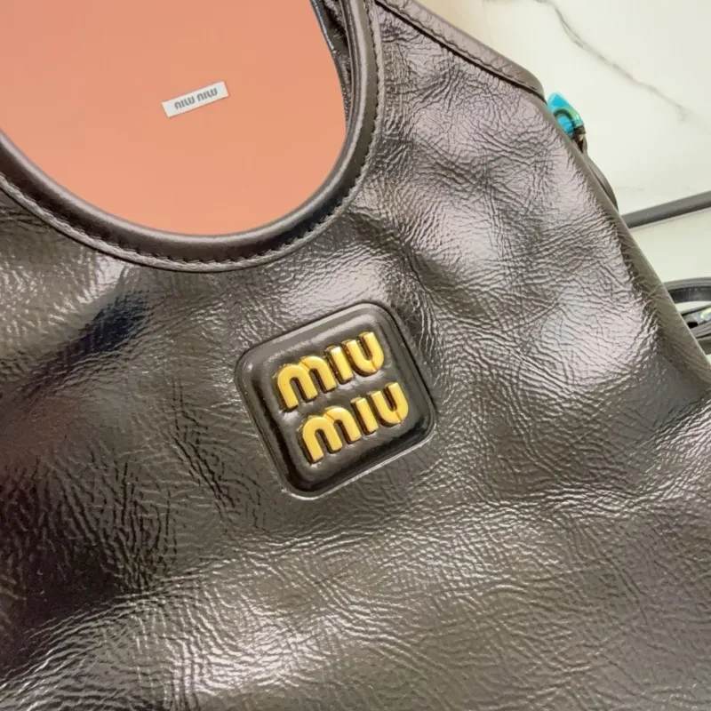 MIU MIU Black Leather Handbag with Shoulder Strap - Image 4