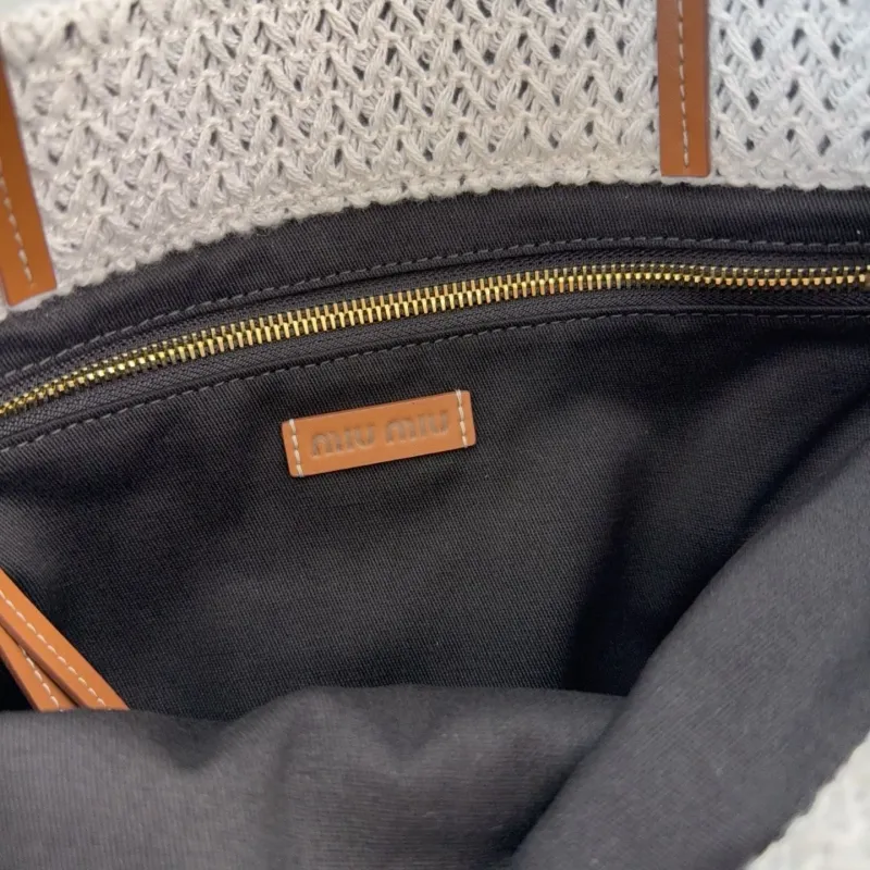 Miu Miu Striped Straw Tote Bag - Image 9