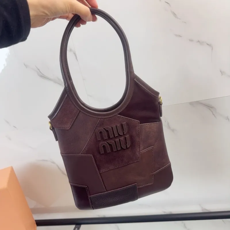 Miu Miu Brown Leather Patchwork Shoulder Bag - Image 5